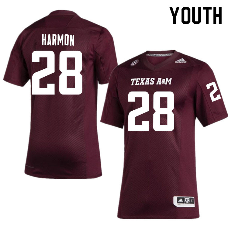 Youth #28 Deuce Harmon Texas A&M Aggies College Football Jerseys Sale-Maroon - Click Image to Close